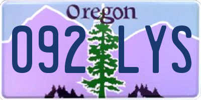 OR license plate 092LYS