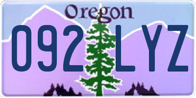 OR license plate 092LYZ