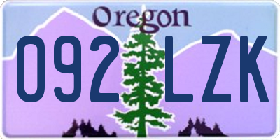 OR license plate 092LZK
