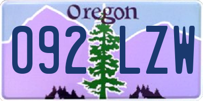 OR license plate 092LZW