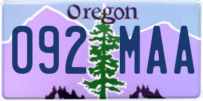 OR license plate 092MAA