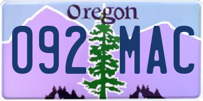OR license plate 092MAC