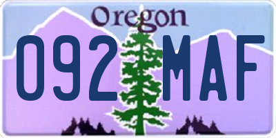 OR license plate 092MAF