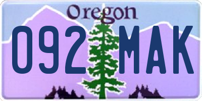 OR license plate 092MAK