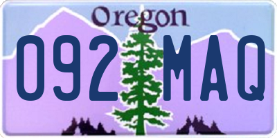 OR license plate 092MAQ