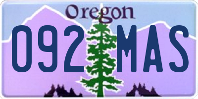 OR license plate 092MAS