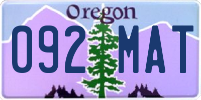 OR license plate 092MAT