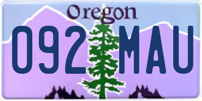 OR license plate 092MAU