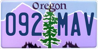 OR license plate 092MAV