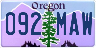 OR license plate 092MAW
