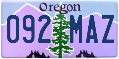OR license plate 092MAZ