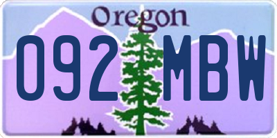 OR license plate 092MBW
