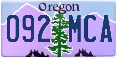 OR license plate 092MCA