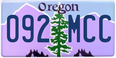 OR license plate 092MCC