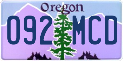 OR license plate 092MCD
