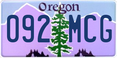 OR license plate 092MCG