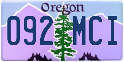 OR license plate 092MCI