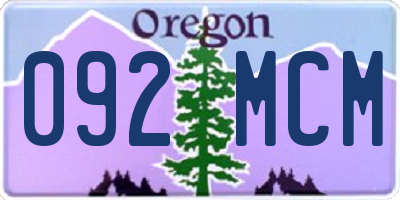OR license plate 092MCM