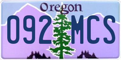 OR license plate 092MCS
