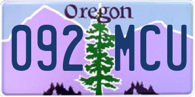 OR license plate 092MCU