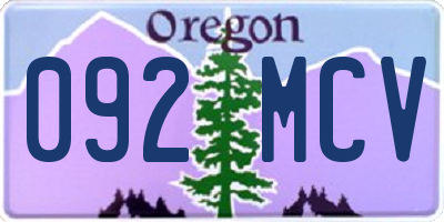 OR license plate 092MCV
