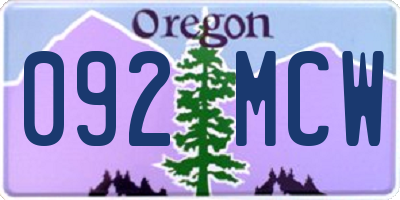 OR license plate 092MCW