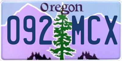 OR license plate 092MCX