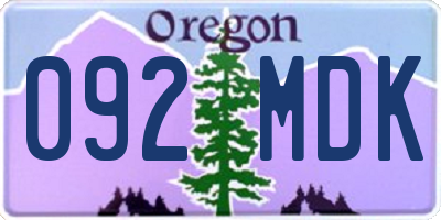 OR license plate 092MDK