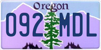 OR license plate 092MDL