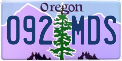 OR license plate 092MDS