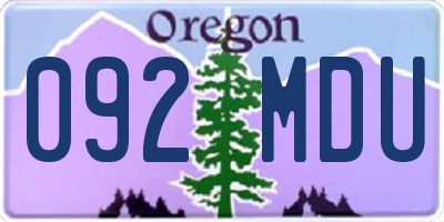 OR license plate 092MDU