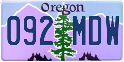 OR license plate 092MDW