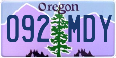OR license plate 092MDY