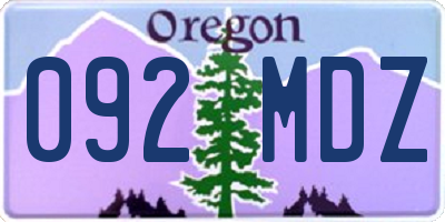 OR license plate 092MDZ