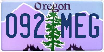 OR license plate 092MEG