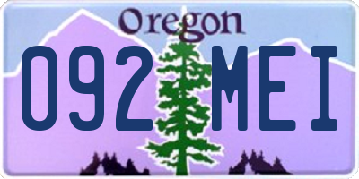OR license plate 092MEI