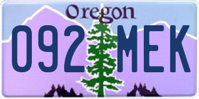 OR license plate 092MEK