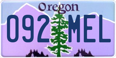 OR license plate 092MEL