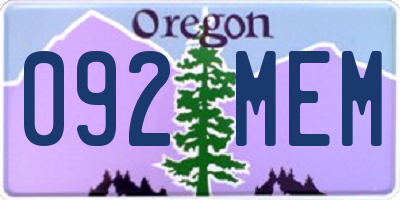 OR license plate 092MEM