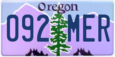 OR license plate 092MER