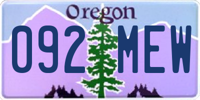 OR license plate 092MEW