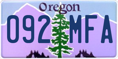 OR license plate 092MFA