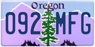 OR license plate 092MFG