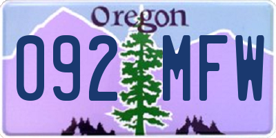 OR license plate 092MFW