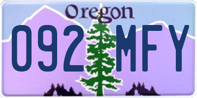 OR license plate 092MFY