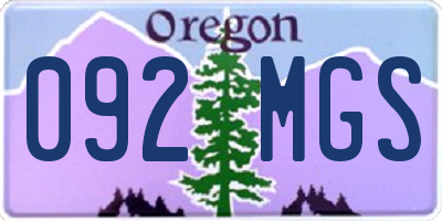 OR license plate 092MGS