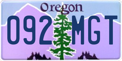 OR license plate 092MGT