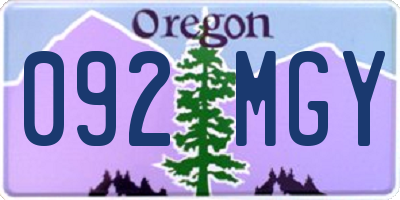 OR license plate 092MGY