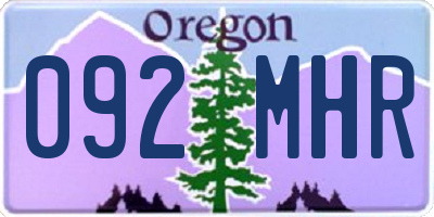 OR license plate 092MHR