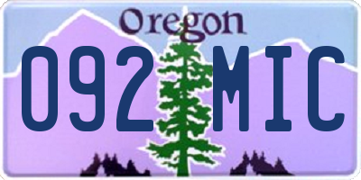 OR license plate 092MIC
